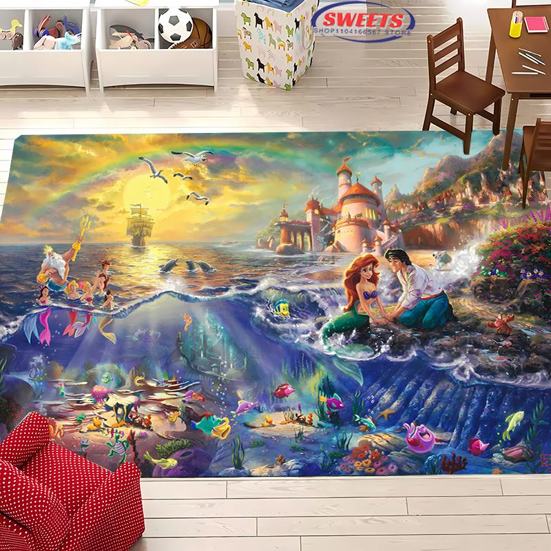 New Shelves! Little Mermaid Ariel Princess Carpet, Living Room Bedroom Office Area Kid's Room of Choice,Non-slip Mat Potdemiel