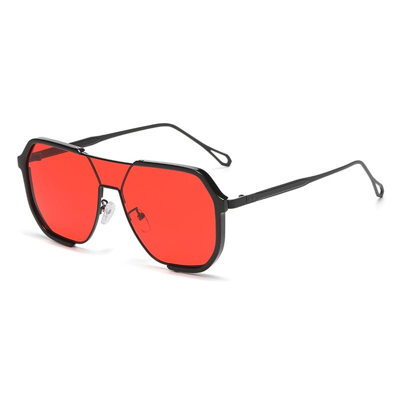 Fashion Double Bridge Large Frame Polygon Sunglasses