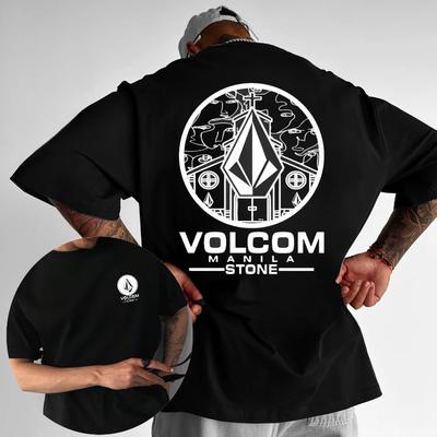 2025 Summer Doublesided Casual Loose Volcon Stone Pattern Sports Fashion Printed Tshirt Top Breathable