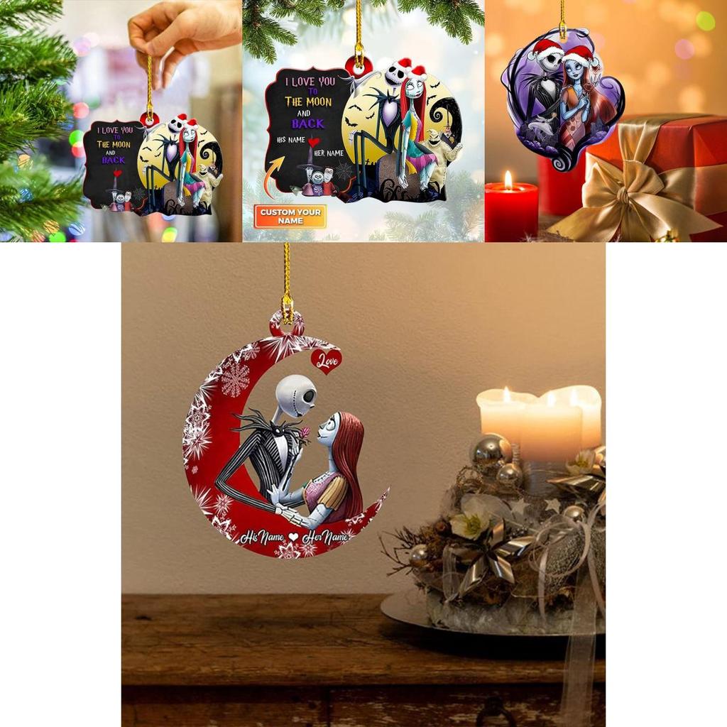 Nightmare Before Christmas Jack Sally Weihnachtsbaum Anhänger Halloween Deko Acryl Geschenk