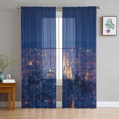 Pariser Stadtbild Tüll Sheer Fenster Vorhänge für Wohnzimmer Das Schlafzimmer Moderne Chiffon Voile Organza Vorhänge Dekor Vorhänge