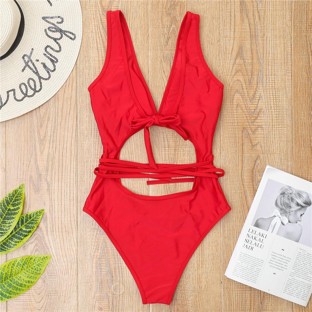 Evropsko-americké sexy bikiny s vysokým pasem s bandáží - Dámské jednodílné plavky ZY051