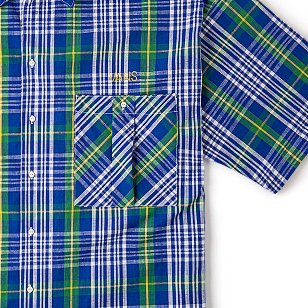 Vans Tokyo Design Collective Plaid Casual Comfortable Short Sleeve Shirt Unisex Shirts Blue-Plaid VN000H2RCYG