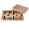 Luxury Backgammon - ENGELHART - 15" Briar Wood & Walnut - Suitcase 48x38 Cm - Blue/brown Pieces