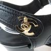 Great CHANEL Sandals COCO Mark Turn Lock Leather black leather Women 37 G37387 Used