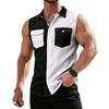 Men's Workwear Lapel Button-Down Vest Shirt - Lightweight Sleeveless Top