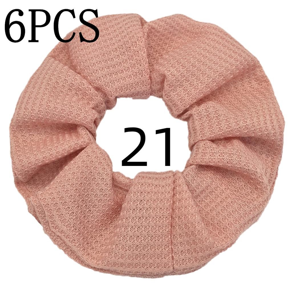 6pcs/lot Candy Color Scrunchies Elastic Hair Band Women Girls Ponytail Holder Rubber Accessories Waffle fabric