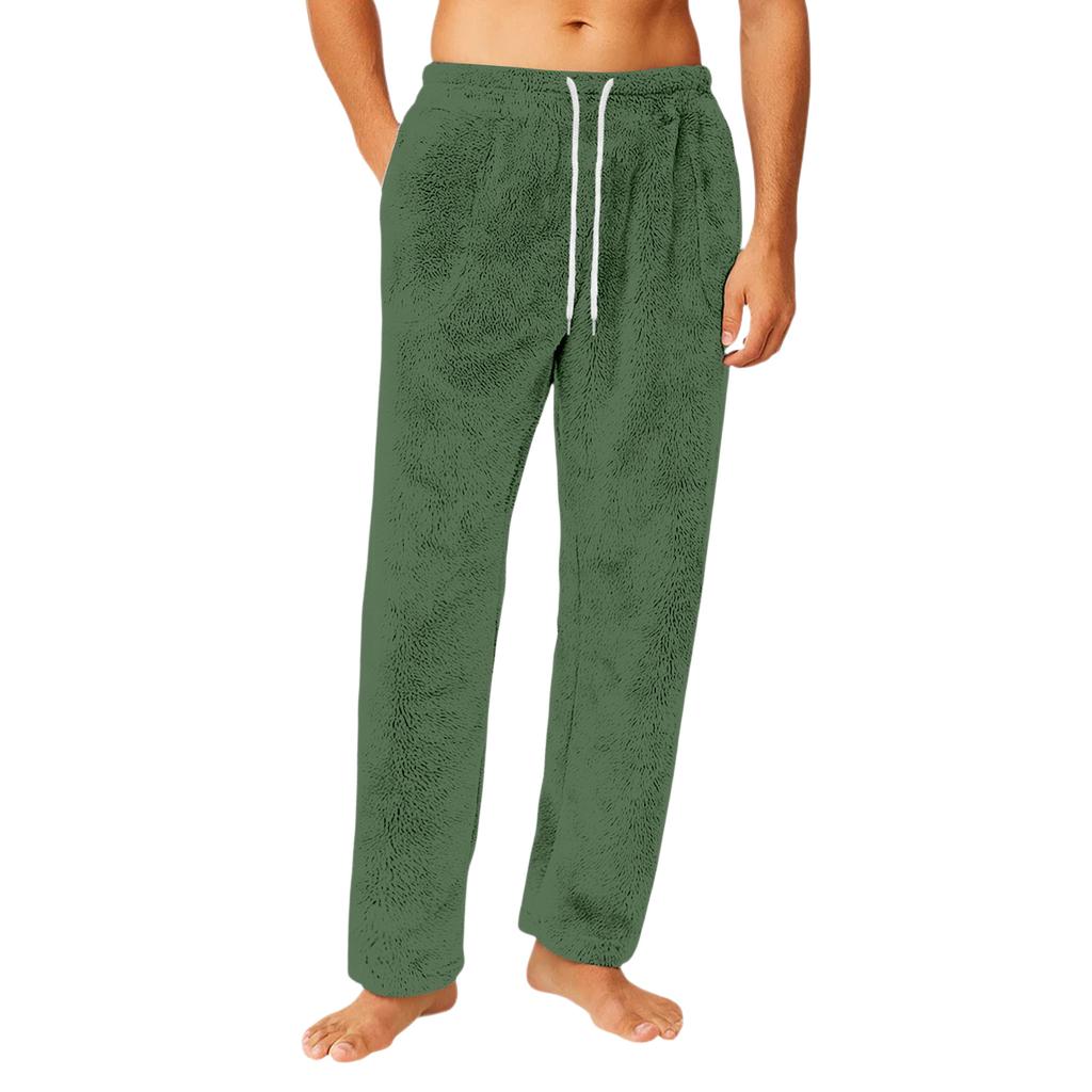Men's Drawstring Pocket Flannel Casual Pants