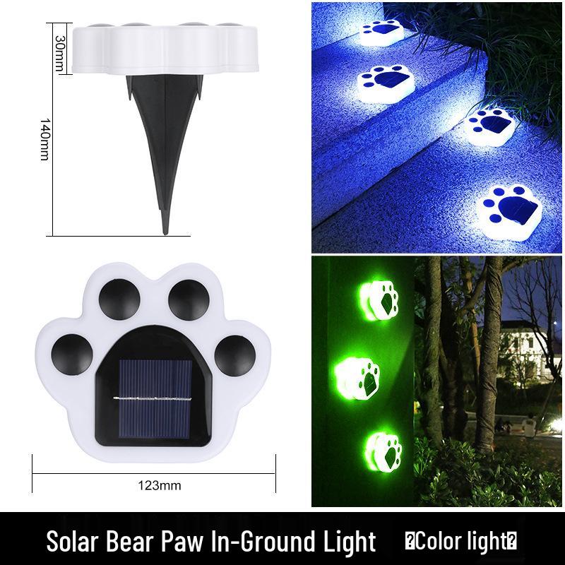 Solar Bear Paw LED Garden Ground Light: Decorative In-ground Outdoor Landscape Light