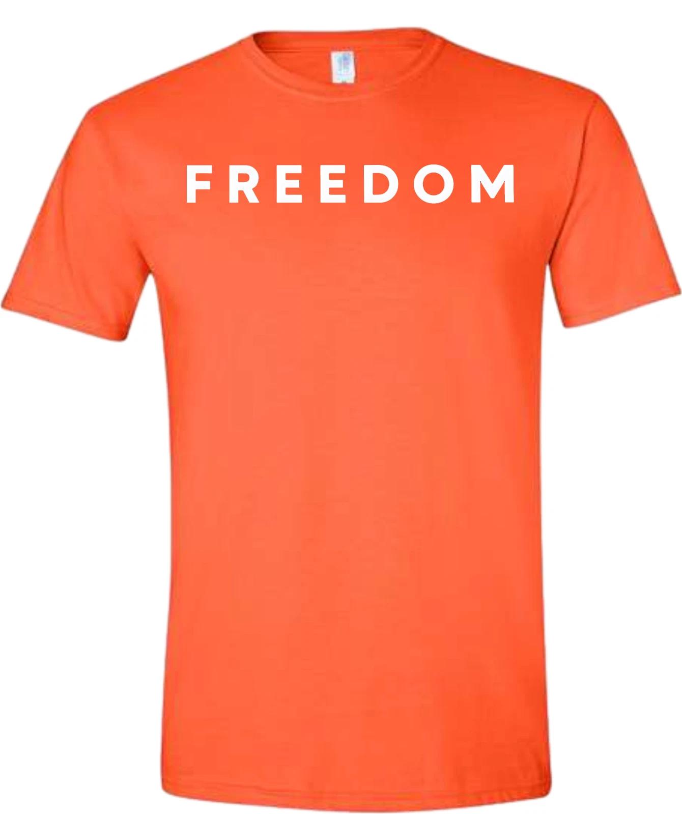 Charlie Kirk Freedom Solid Orange Shirt With White Lettering Short Sleeve Shirt XL