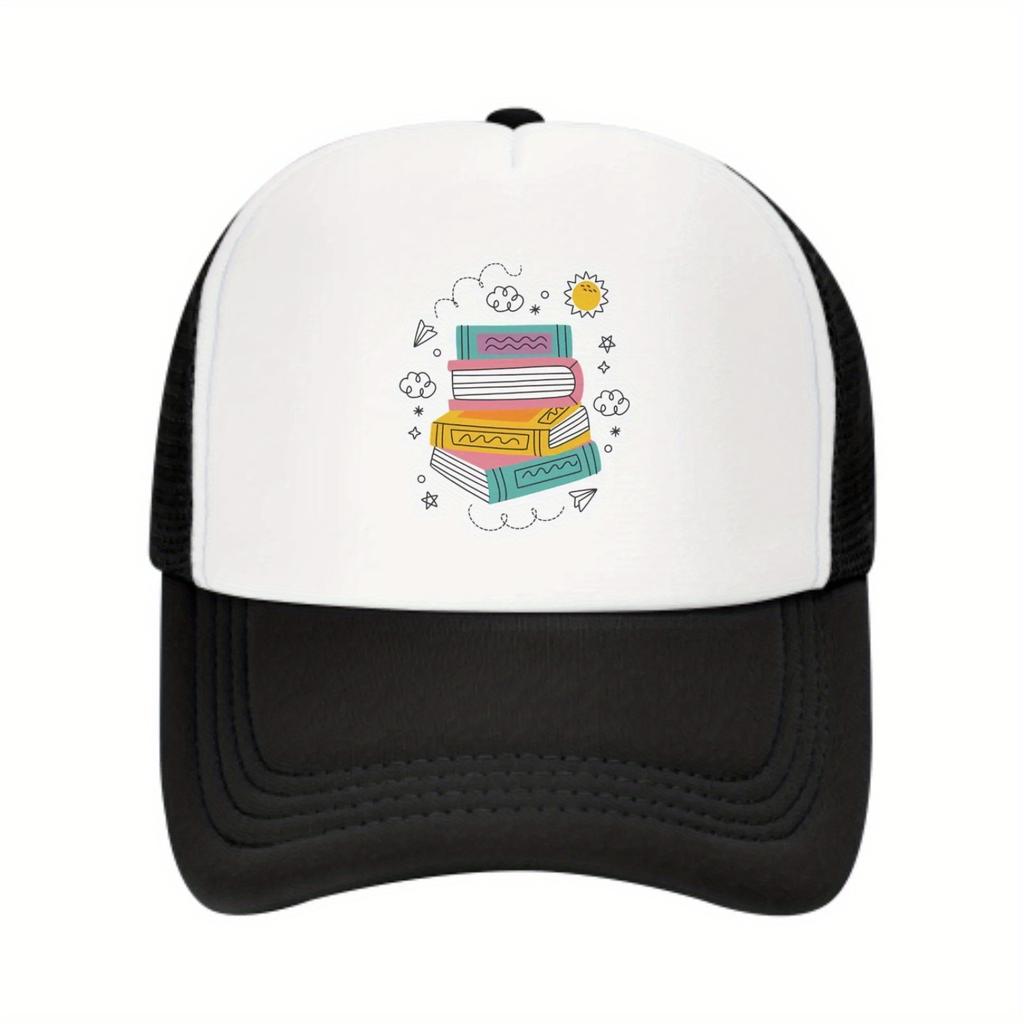 Book Lover Reading Graphic Trucker Cap Breathable Mesh Back Casual Baseball Hat for Adults