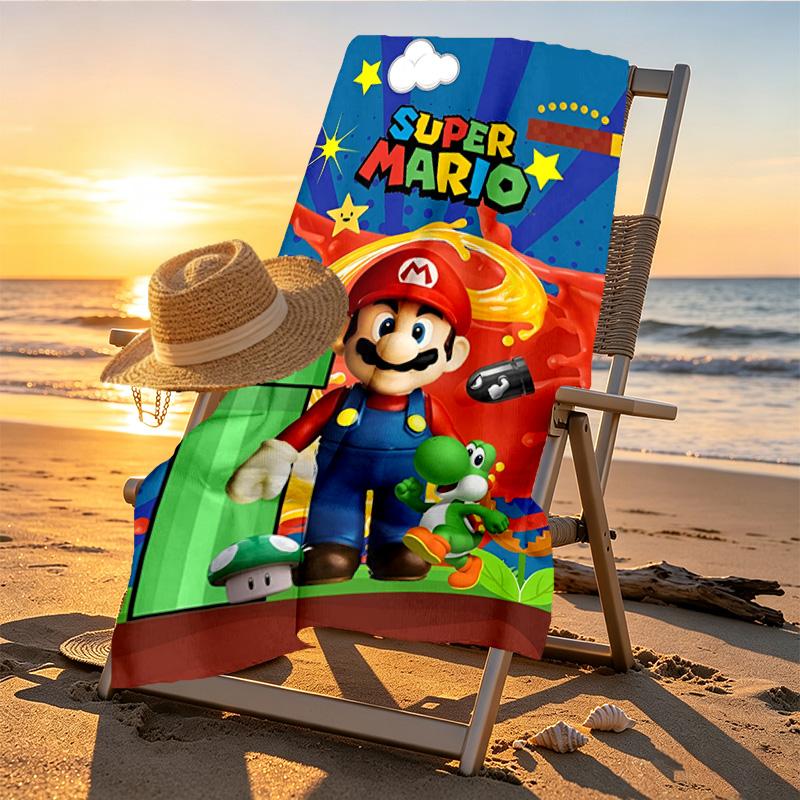 Super Mario Print Beach Towel Design, Soft, Lightweight. for Home Bathroom, Spa, Pool, Yoga, Surfing, Camping, Gift for Family, Friend