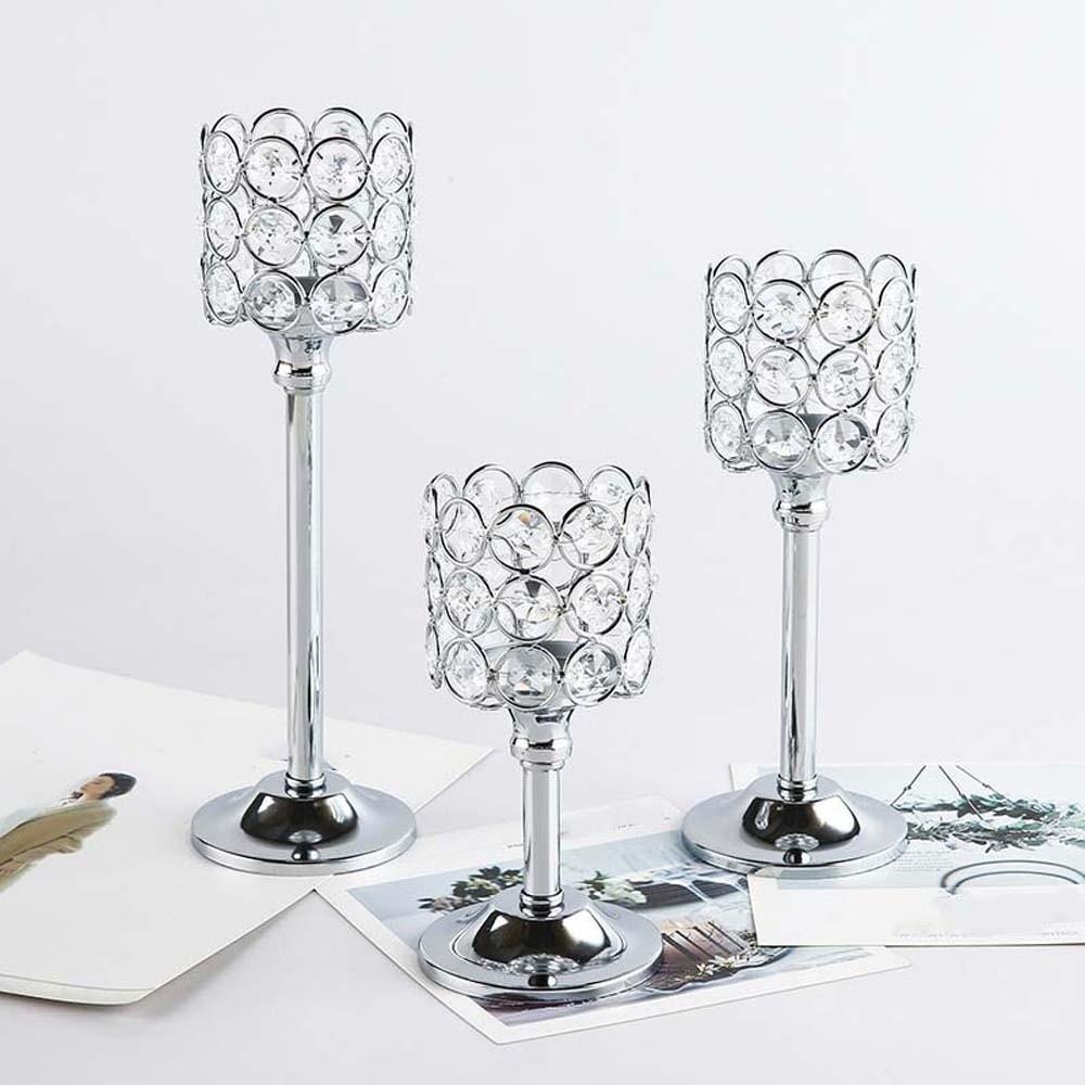 Metal Wrought Iron Candlestick Romantic Craft Candelabra Crystal Candle Holder  Candlelight Dinner