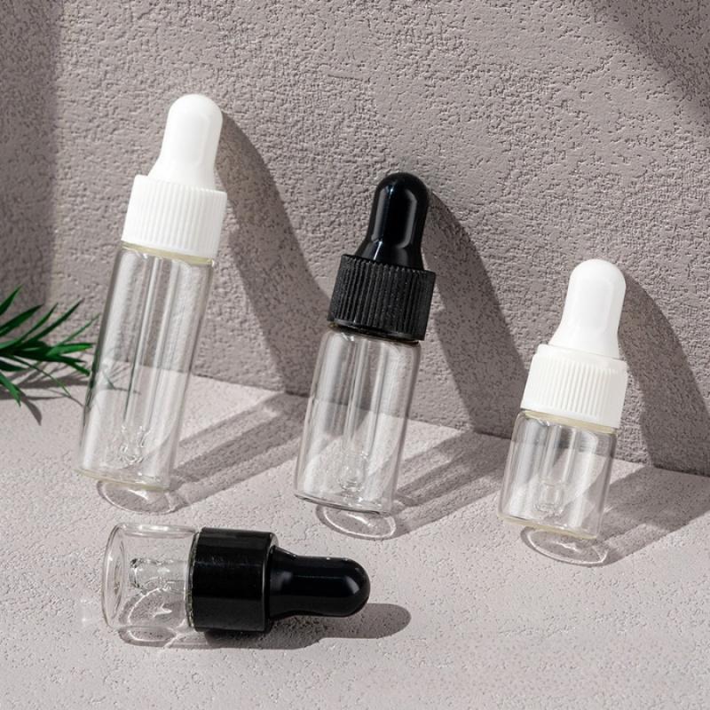 2/5 Stück 5 ml Transparent Kleine Tropfflasche Ätherisches Öl Haaröl Parfüm Abfüllflasche Kosmetikprobe Probepackung Reise Tragbar