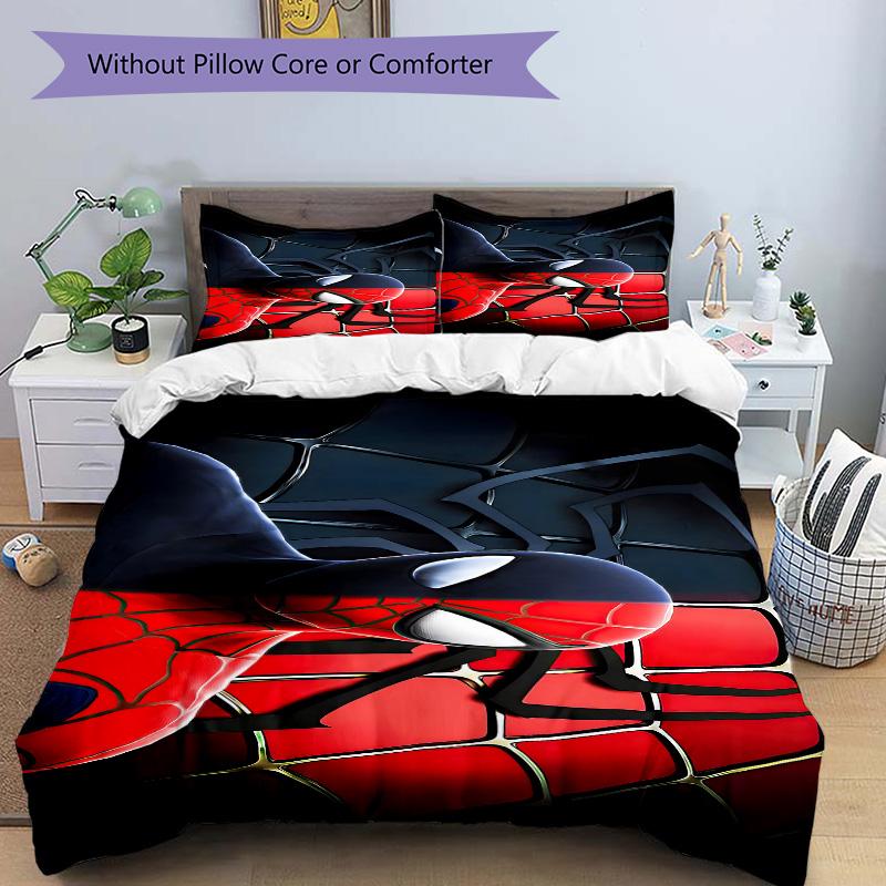 Spiderman Web Shadows Print 3Pcs Bedding Setduvet Cover With 2 Bedropillowcase Home Birthday Gift