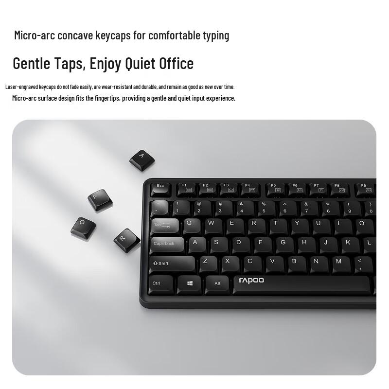 Rapoo X2800S Kabellose Stille Tastatur-Maus-Kombination, 104 Tasten, Full-Size