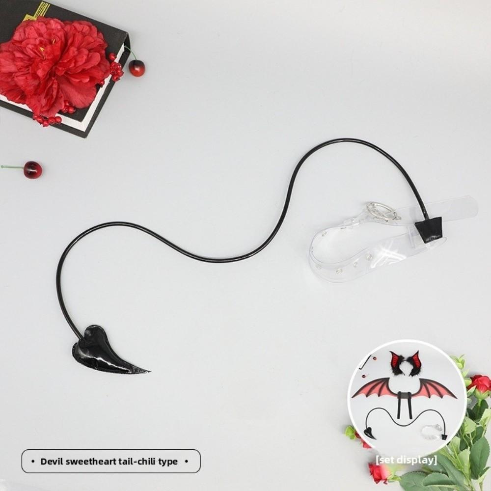 Little Demon Sweetheart Tail Black Universal Bat Tail Waistband Adjustable Arrow Heart Style Halloween Party Props