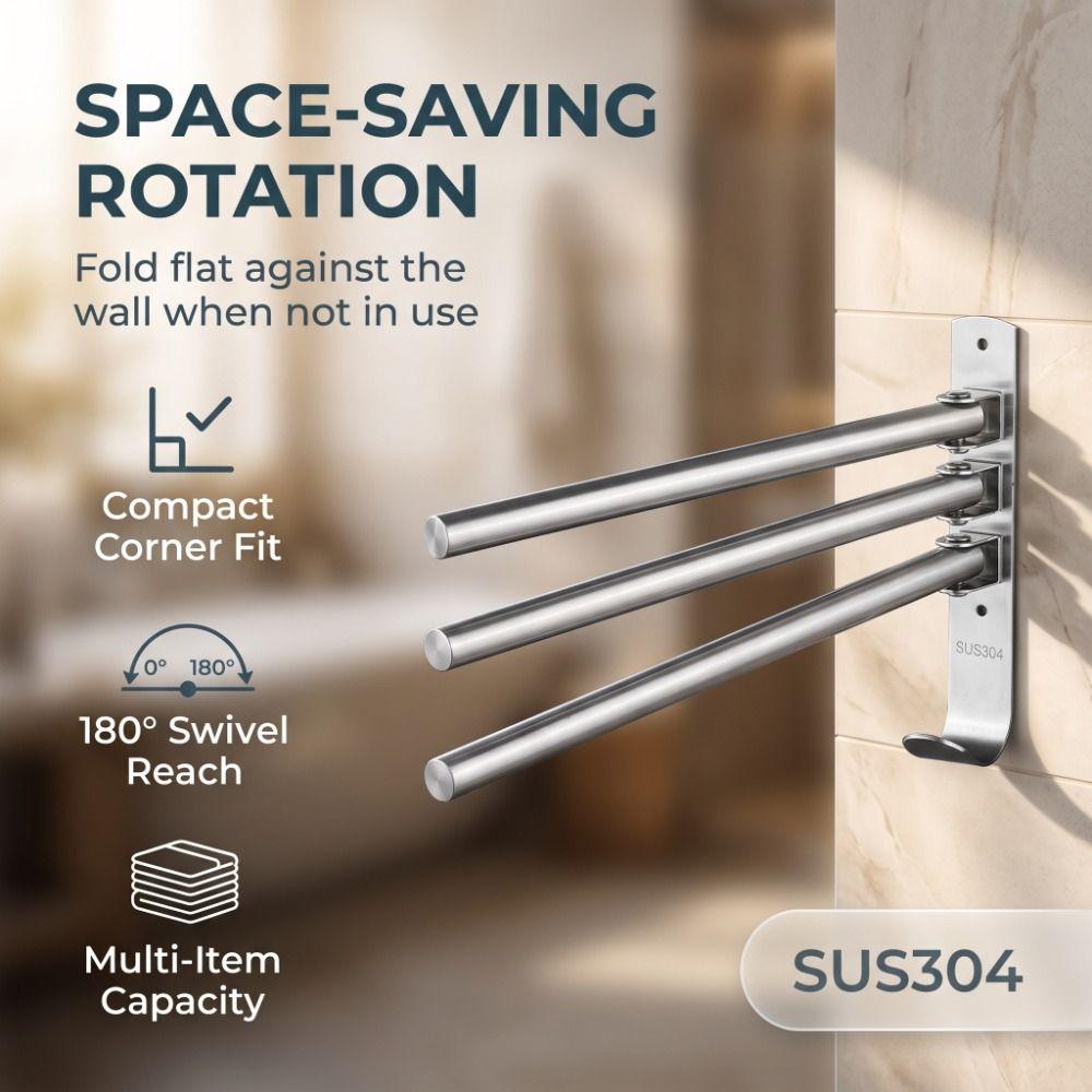 Swivel Out Towel Racks Stainless Steel Towel Holder Organizer Towel Bar Home Bathroom Kitchen