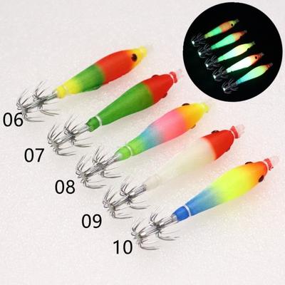 5 Stück/Beutel Pesca 68mm Stoffrolle Angeln Oktopus Jig Leuchtend UV Blasrohr Holzgarnele Köder Pesca Angelhaken Tiefseeangeln