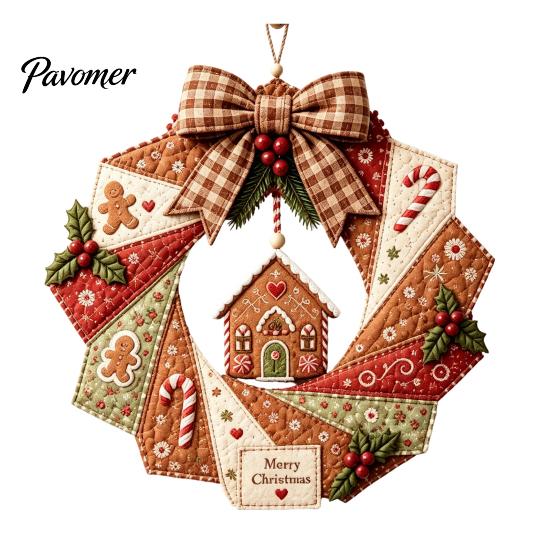 DIY Patchwork Craft Supplies Wreath Kit, Christmas Sewing Seasonal Patterns, Farmhouse Style Crafts Fabric Kit for Adults, Front Door Wall Decor