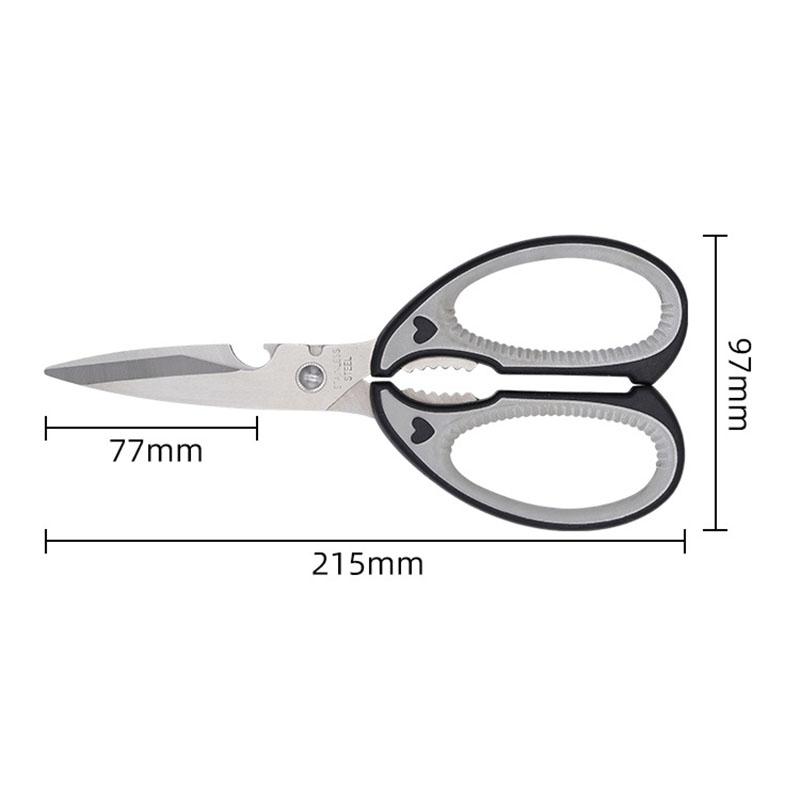 2.5mm Thick Stainless Steel Sharp Shear Korean Barbecue Clips PP TPR Multi Functional Kitchen Scissors for Meat Fish
