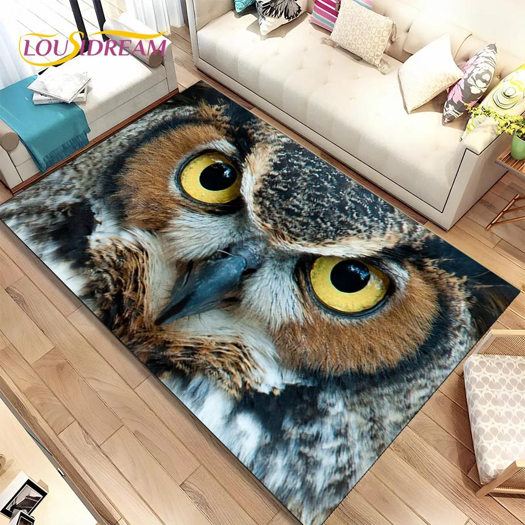 Schattige Uil 3D Cartoon Vloerkleed, Tapijt voor Huis Woonkamer Kinderkamer Bank Deurmat Decoratie, Kinderspeel Niet-slip Vloermat