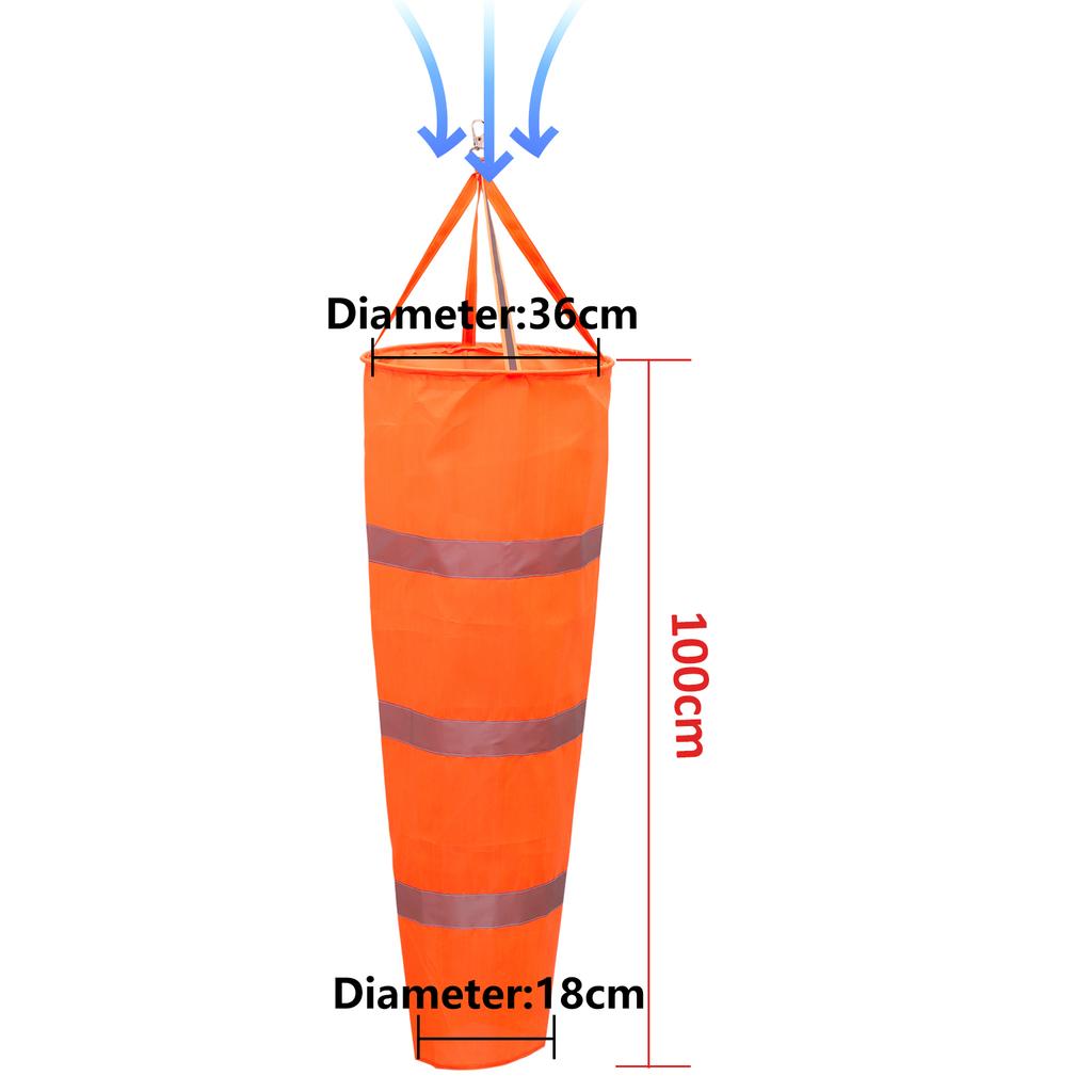 60/80/100cm Windsock Outdoor Wind Direction Measurement Reflective Belt Rip-stop Weather Vane for Airport Aviation Garden Farm