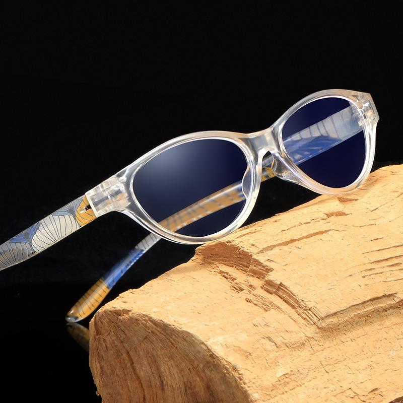 Fashion Transparent Frame Flower Legs Cat-Eye Anti Blue Light Reading Glasses Men Women FULL Frame High Definition Presbyopia Eyeglasses