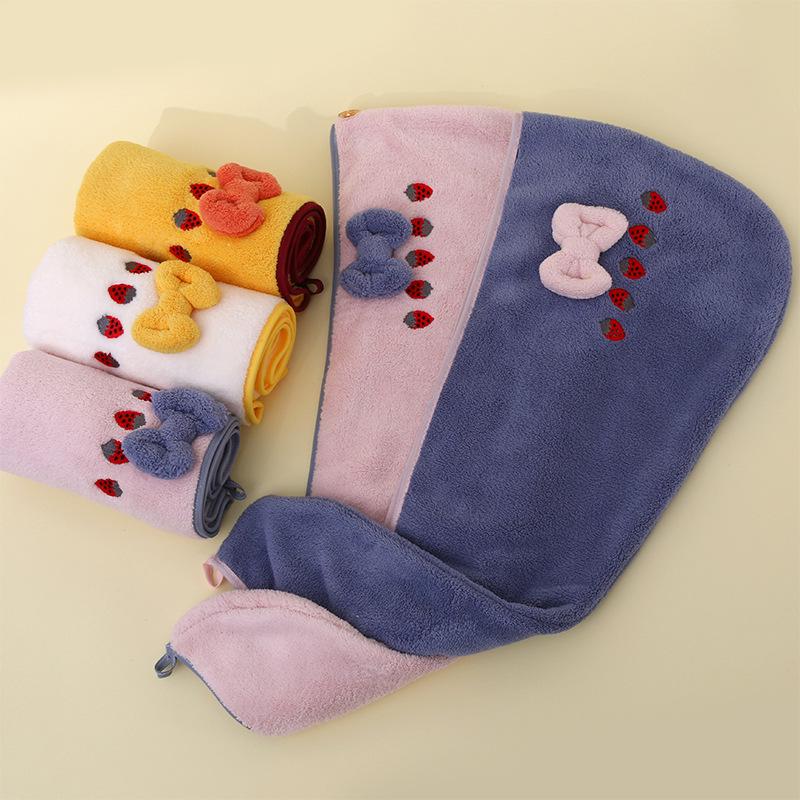 Gorro de Baño para Mujer de Secado Rápido Super Absorbente con Bordado Lindo