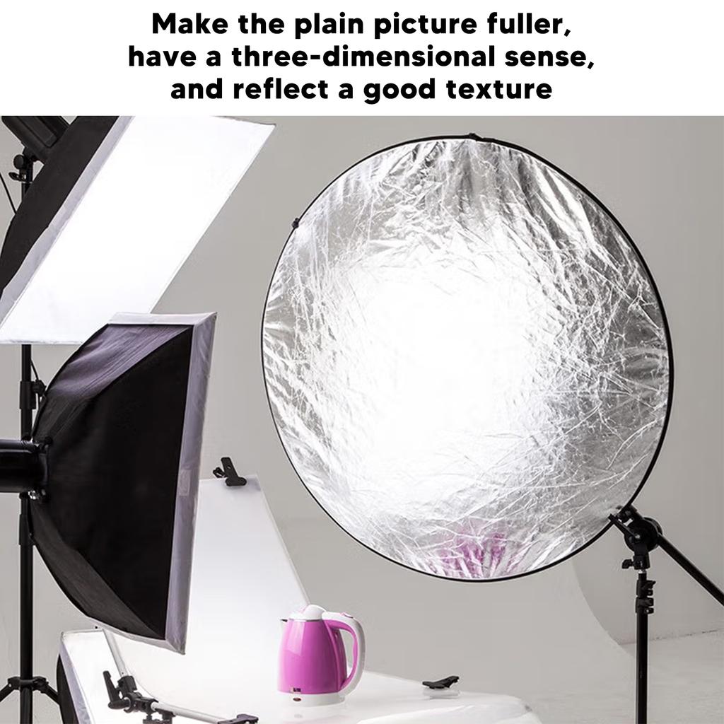 Silver White 2 In1 Reflector Portable Round Photography Light Reflector for Live Lighting