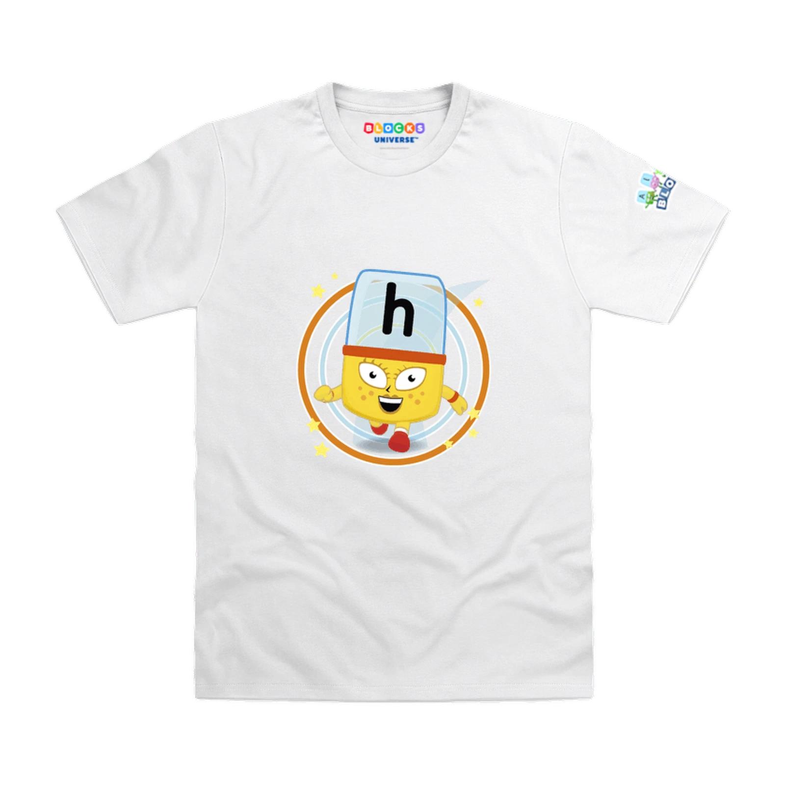 Officially Licensed Alphablocks - Alphablock H - Hey! Kids T-Shirt 120