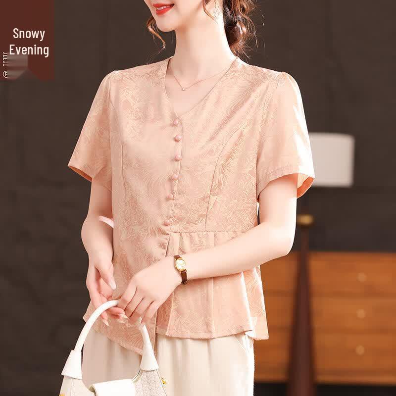 XUEXI Women s Elegant Chiffon Summer Short Sleeve Set XL