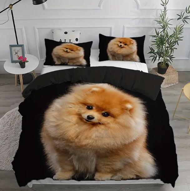 Bedding Three-Piece Set 3D Digital Printing Animal Cat And Dog Bed Sheet Quilt Cover