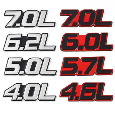 3D Metal 4.0L 4.6L 4.7L 5.0L 5.7L 6.0L 6.2L 6.4L 7.0L Car Sticker Rear Trunk Emblem Badge Decals