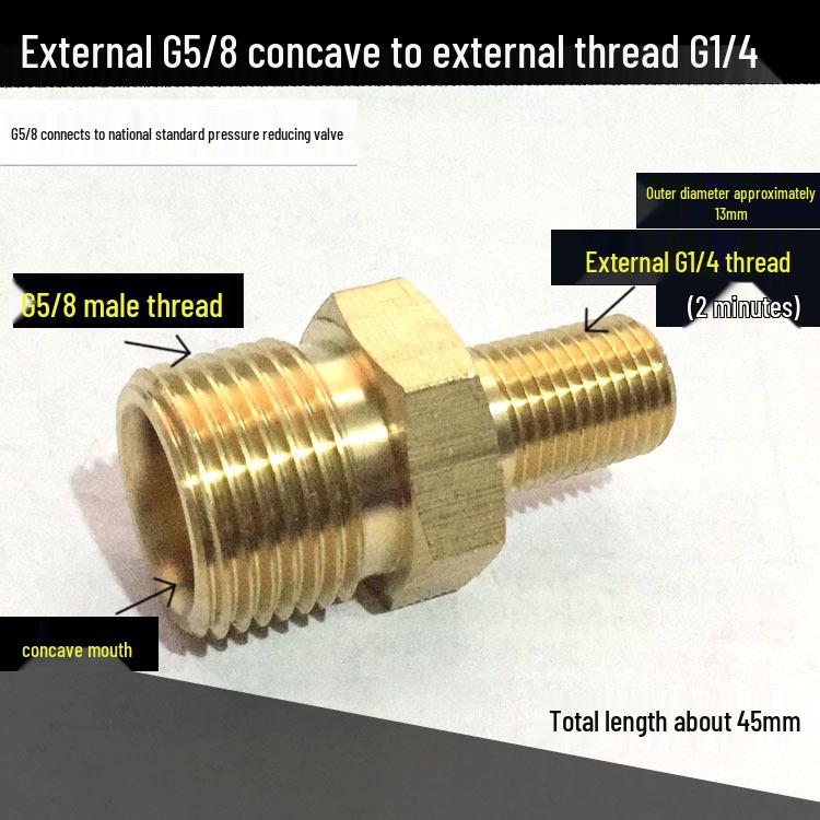 Riduttore di Pressione Ossigeno - Valvola con Filettatura Femmina G5/8 a Raccordo Maschio 5/8 in Rame
