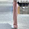 Women's Pink Spring/Autumn High-Waist Drapey Straight-Leg Floor-Length Thin Casual Athletic Pants