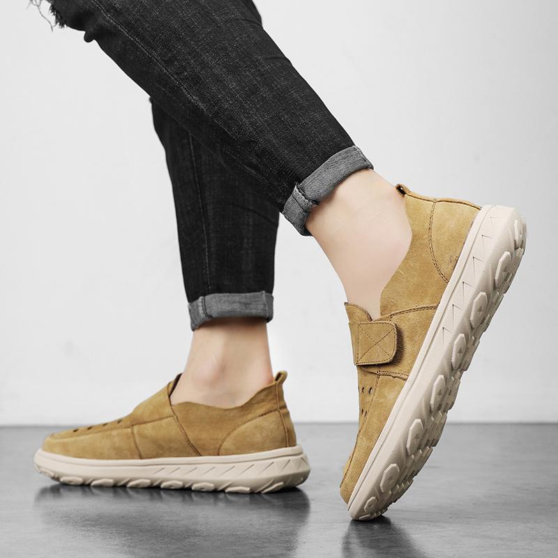 Fashion Slip on Casual Leather Driving Shoes Outdoor Boat Shoes Cow Suede Leather Moccasins for Man All-match Flats Men Moccasin Loafers