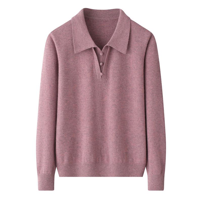 Autumn-Winter Stylish Lapel Sweater for Middle-Aged Women