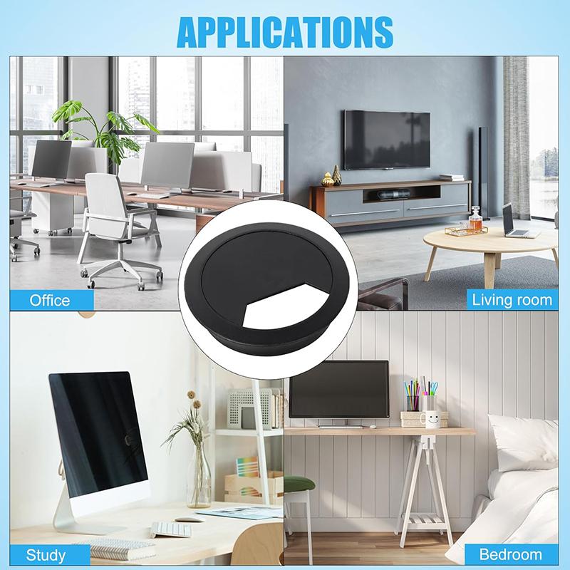 2/4Pcs Desk Cable Wire Grommet 60/80mm Desk Grommet Round Desk Cable Hole Cover Plastic Cable Wire Grommet Table Wire Organizer