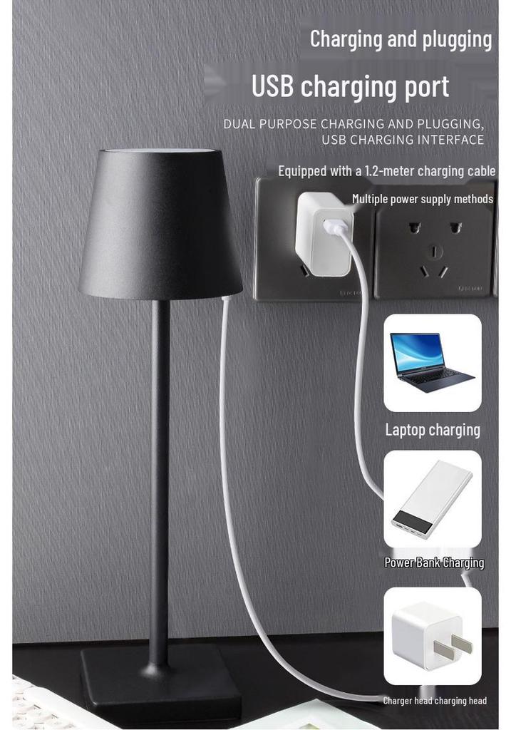 Rechargeable Touch Dimming Table Lamp - Decorative for Dining, Cafe & Bedside Night Light.