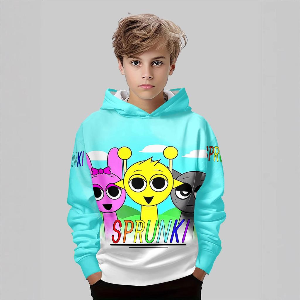 Modisches Bedrucktes Oberteil Lässiger Einfacher Pullover Lockere Hoodies Sweatshirts Jungen