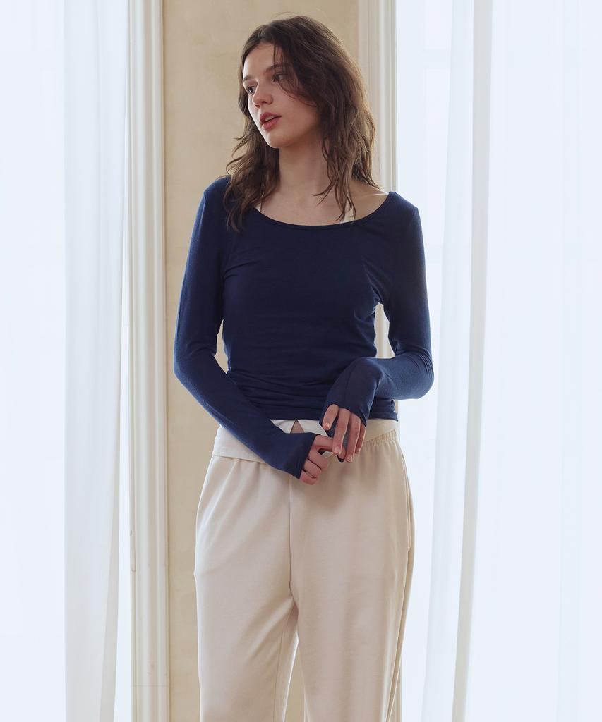 AFTERHOURS 2Way Soft Long Sleeve Top (Navy)