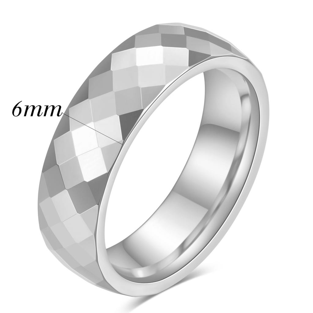 Fashion Tungsten Steel 4MM/6MM Ring for Women Cut Polygonal Couple Rings Wedding Party Jewelry and Accessories