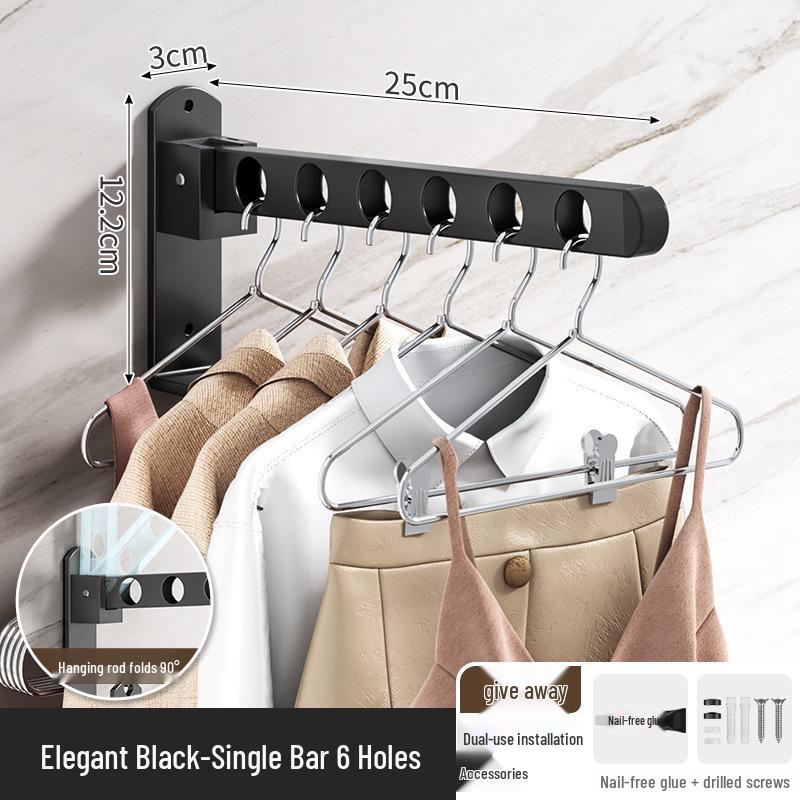 

Retractable Wall-Mounted Invisible Clothesline with Folding Rack for Bathroom Drying