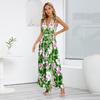 Summer Sexy Printed Bohemian Dress Beach Women Elegant Sleeveless Holiday Long Dress High Split Casual Vestidos De Verano 25208