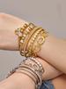 18K Gold-Plated Stainless Steel Geometric Zircon Bracelet Set - European & American Style, Personalized High-Texture Design.
