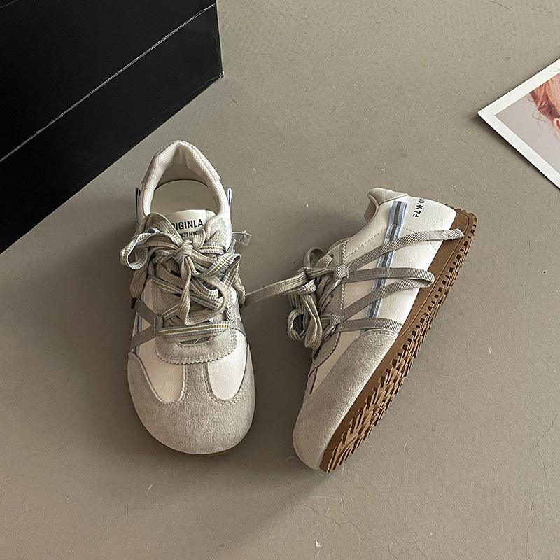 Versatile color matching comfortable pair of shoelaces sports and leisure board shoes women's summer fashion retro flat-bottomed breathable German