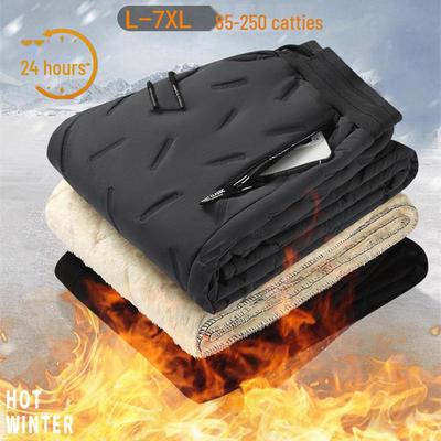 Men's Winter Sherpa-Lined Waterproof Windproof Outdoor Sport Pants - Thick, Warm, Cotton, Large Sizes Available