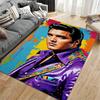 Music Legend Area Rug, Elvis Presley King Pop Art Purple Jacket Colorful Splash Print, Music Fan Room Decor, Non-Slip Mat