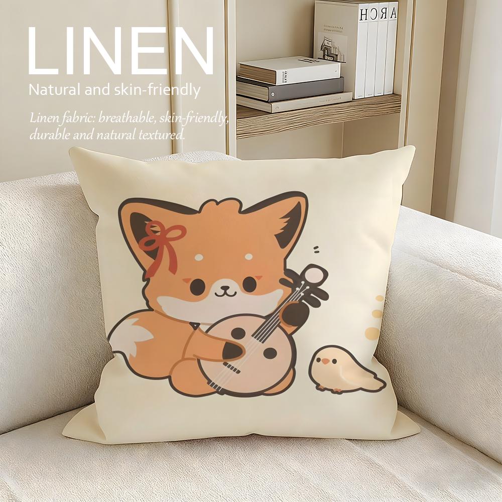Cute Bokko Fox Cushion Cover Pillowcase Set Pcs x x Breathable Washable Sofa Cushion Cover